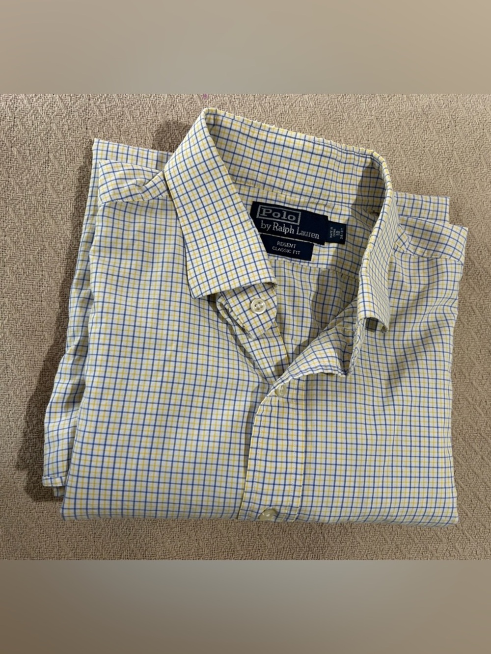 Polo by Ralph Lauren Yellow & Blue Checked Classic Fit Dress Shirt